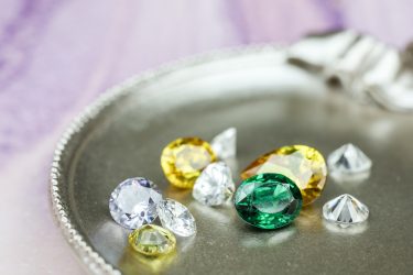 Natural Sapphire gemstone, Jewel or gems on black shine color, Collection of many different natural